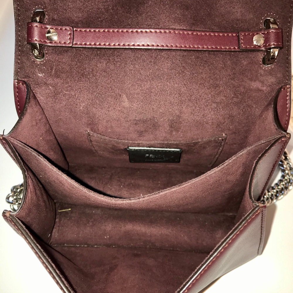 ❌SOLD❌  FENDI KAN SMALL BURGUNDY CALFSKIN MINI BAG - Picture 7 of 13